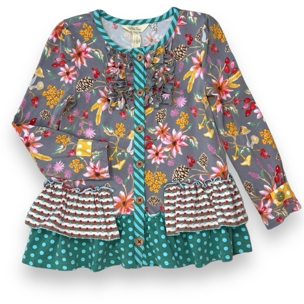 Matilda Jane Girls 4 Far Far Away Tunic Top Once Upon‎ a Time Floral Mixed Print